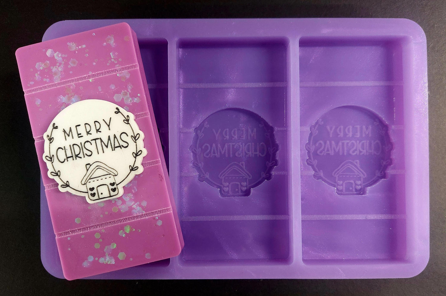 Merry Christmas Triple Snapbar Mould Silicone Mould for wax, resin and more