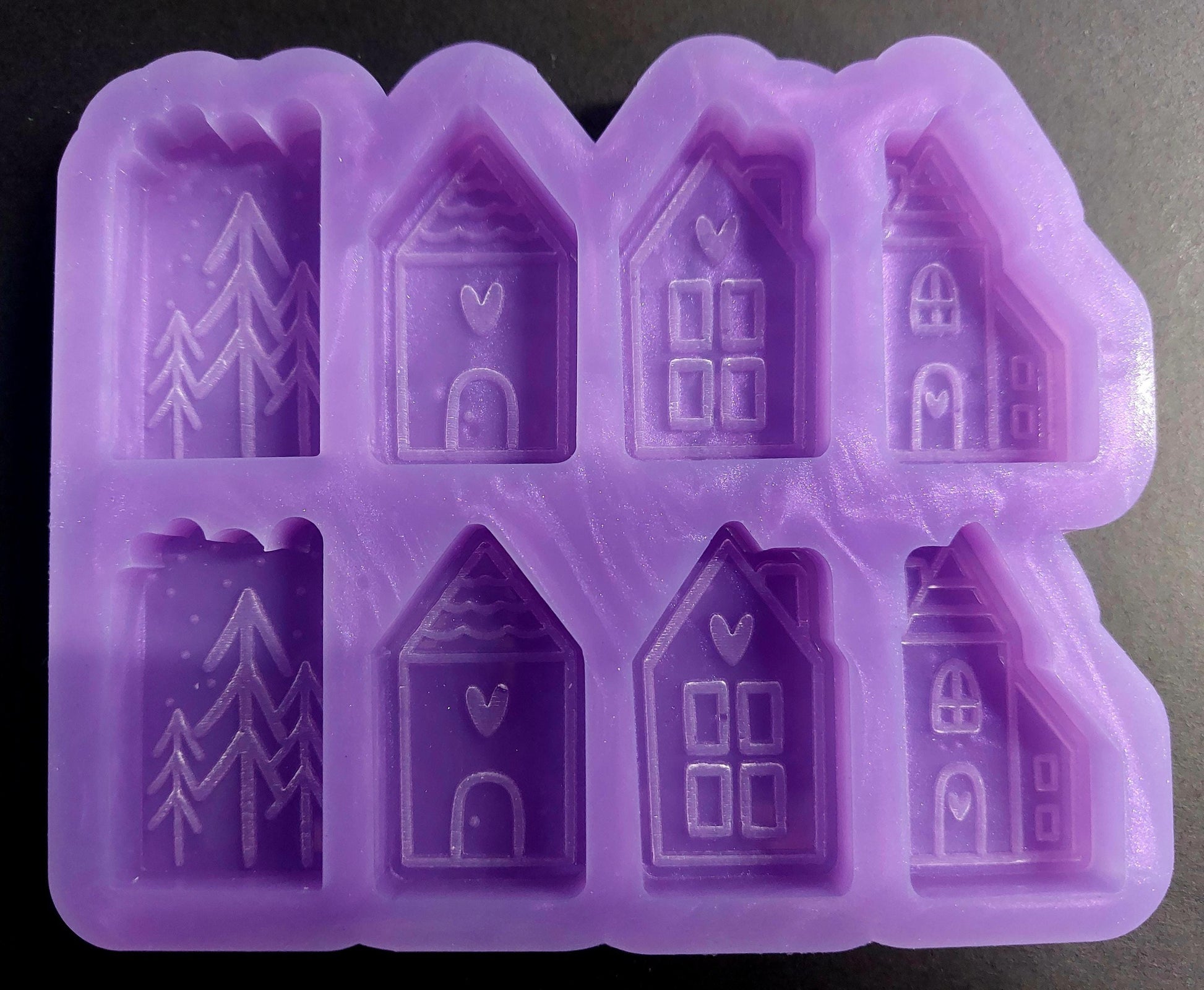 Christmas Village 8 Cell Silicone Mould for wax, resin and more (HBbox size)