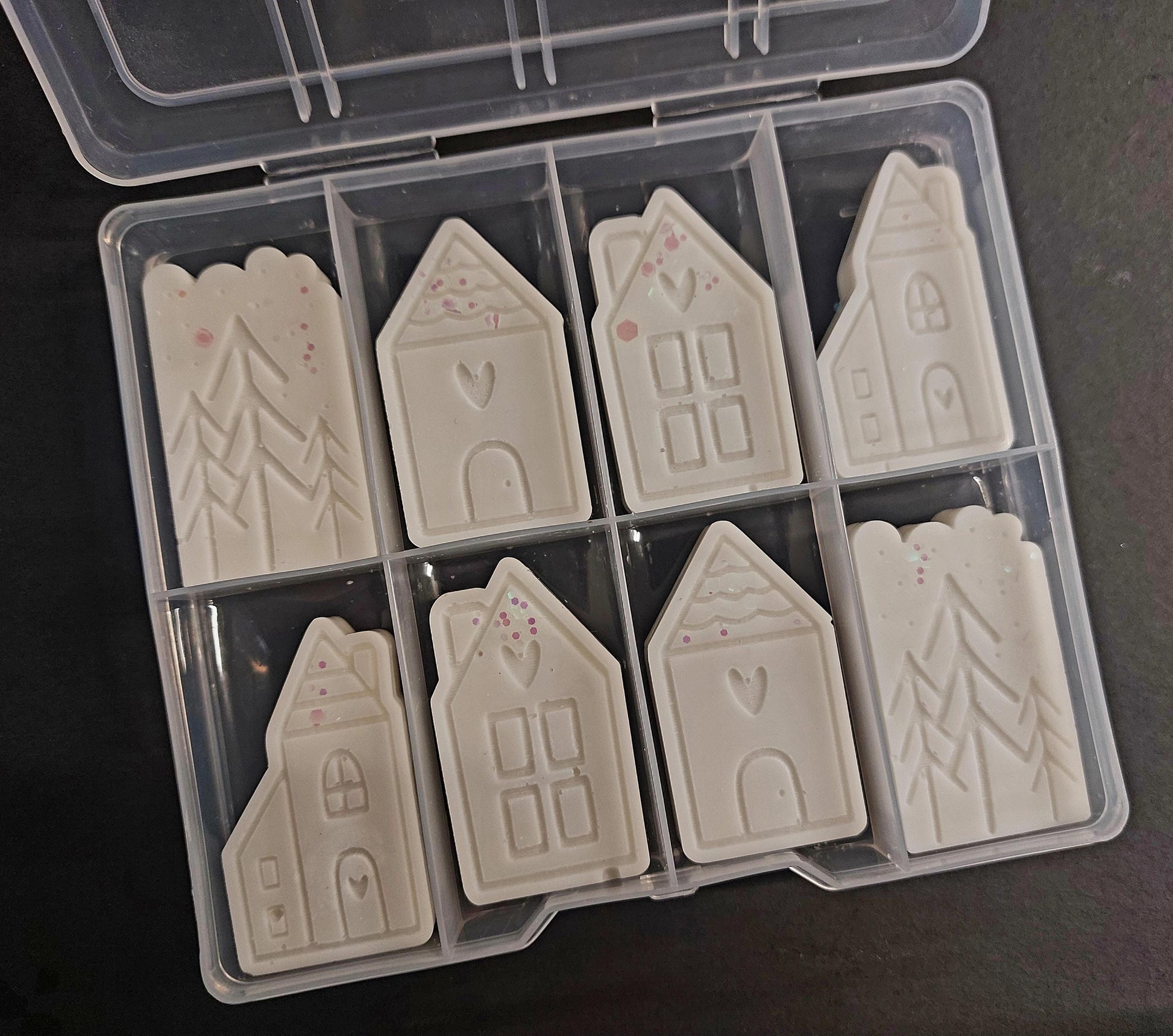 Christmas Village 8 Cell Silicone Mould for wax, resin and more (HBbox size)