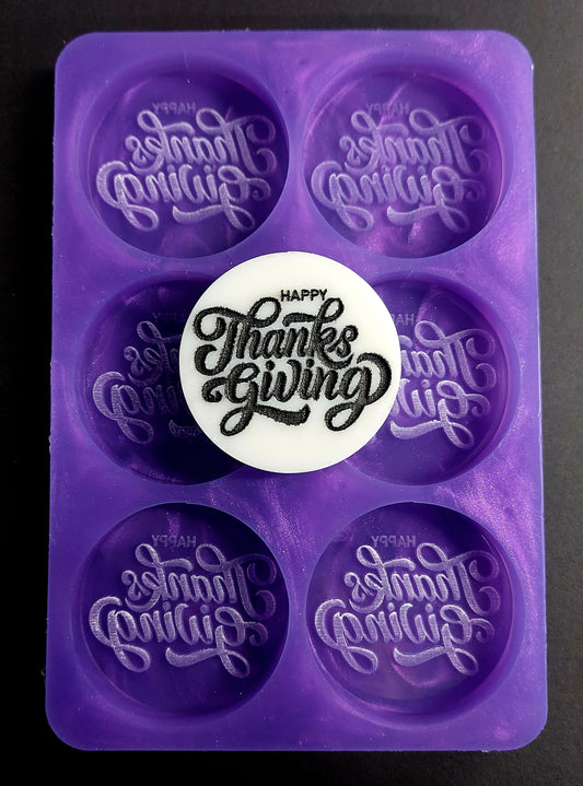 Thanksgiving disc 6 Cell Silicone Mould for wax, resin, jesmonite, soap etc