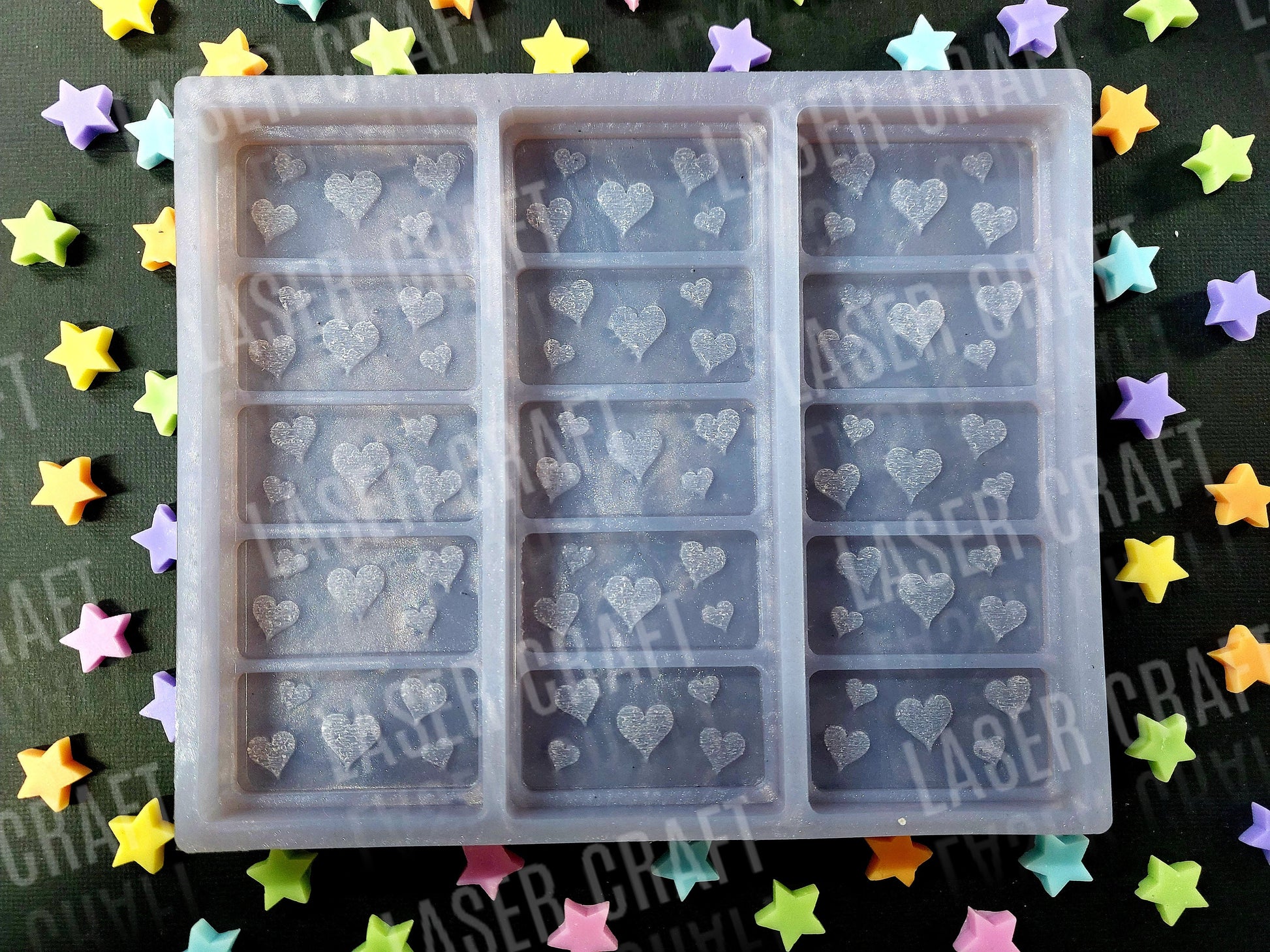 Hearts Triple Snap Bar Silicone Mould for wax melts