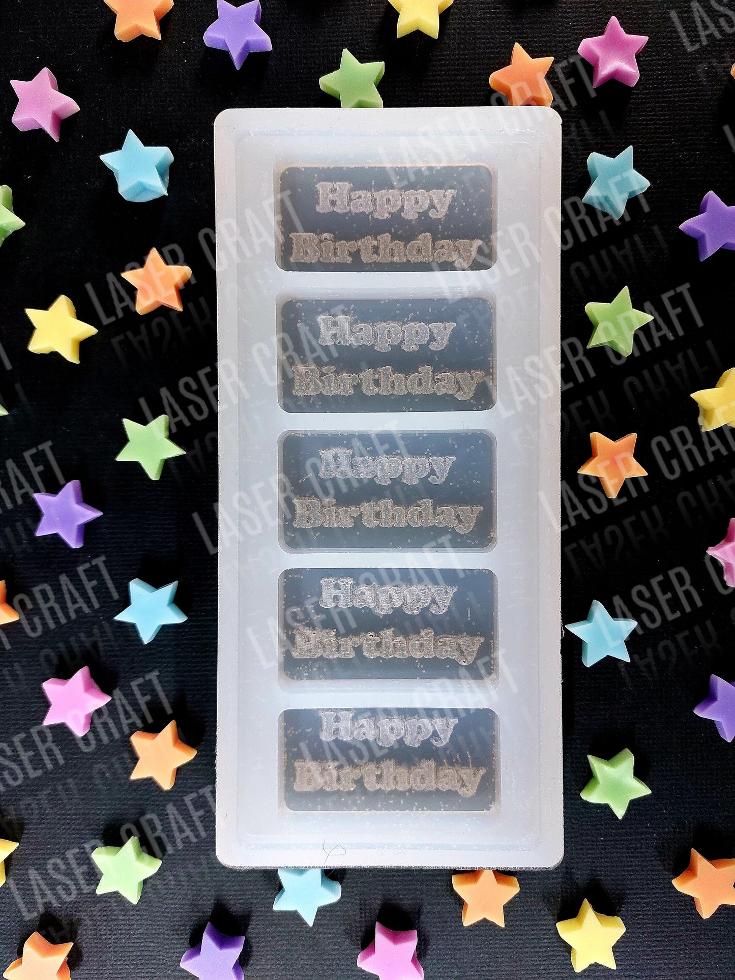 Happy Birthday Silicone Mould for wax melts, resin and more