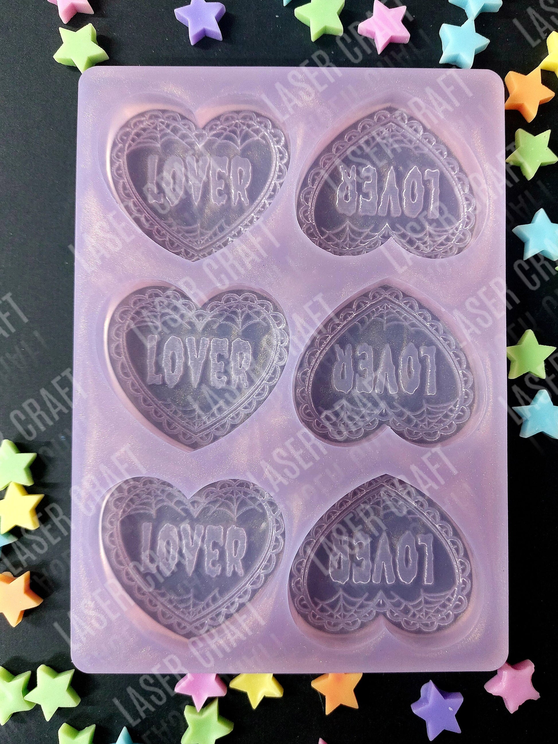 Spooky Lover Heart 6 Cell Silicone Mould for wax, resin, soap