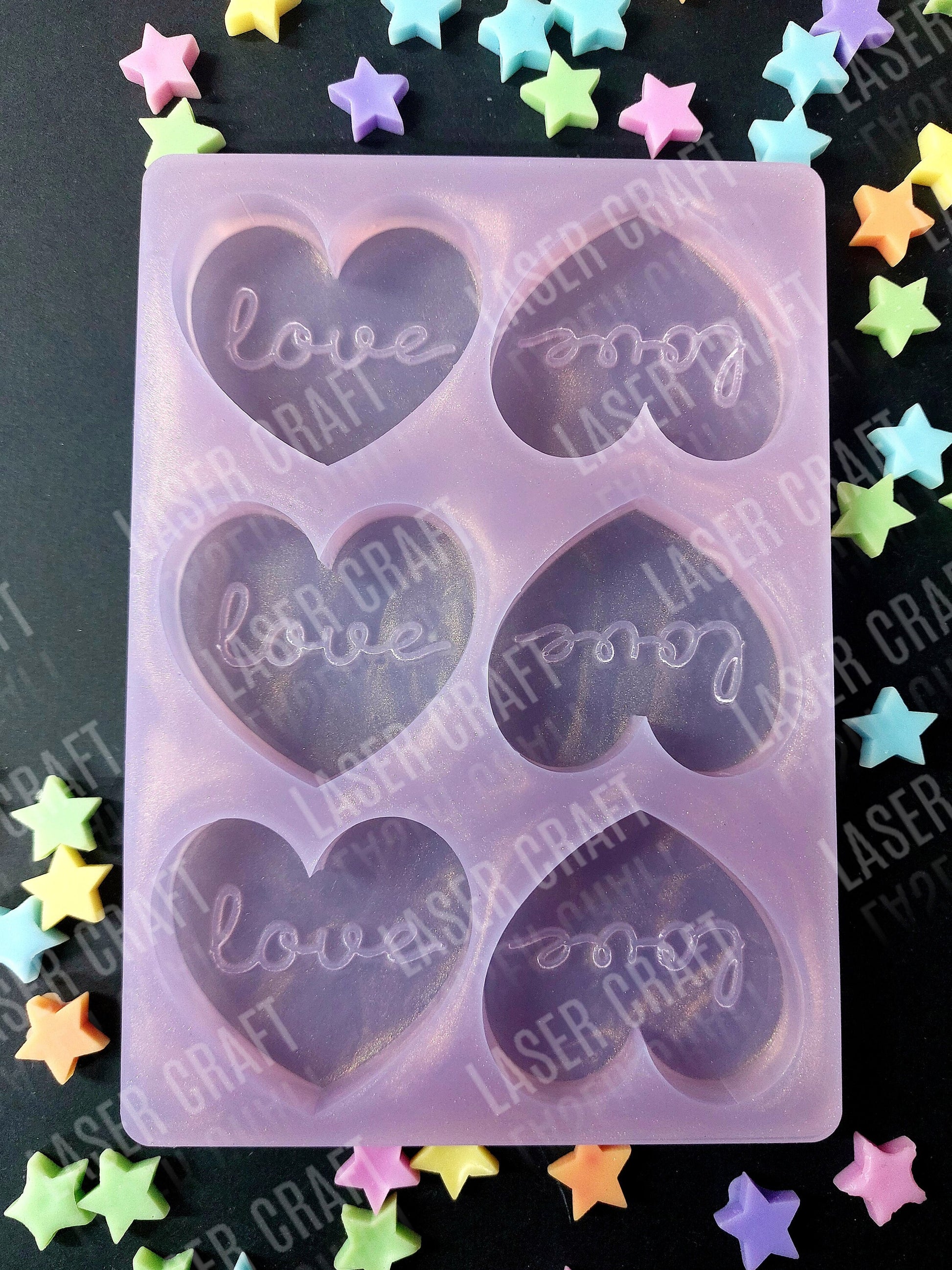 Love Heart 6 Cell Silicone Mould for wax, resin, soap etc