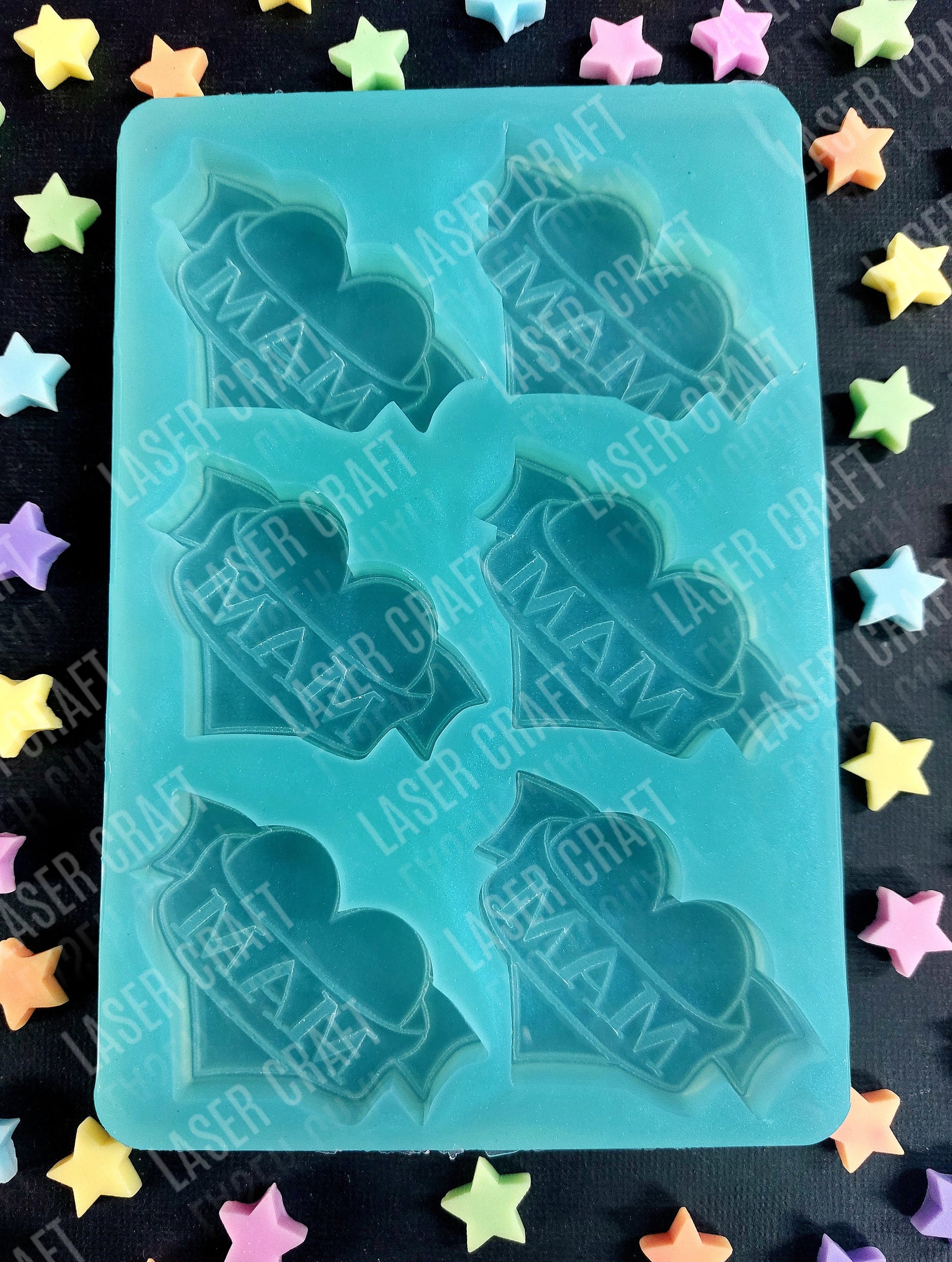 Mam Tattoo Hearts 6 Piece Silicone Mould for wax, resin, soap etc