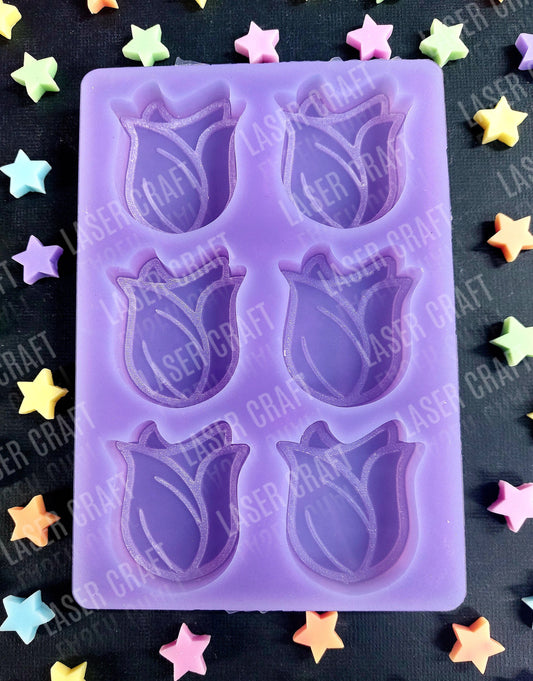 Tulip 6 Piece Silicone Mould for wax, resin, soap