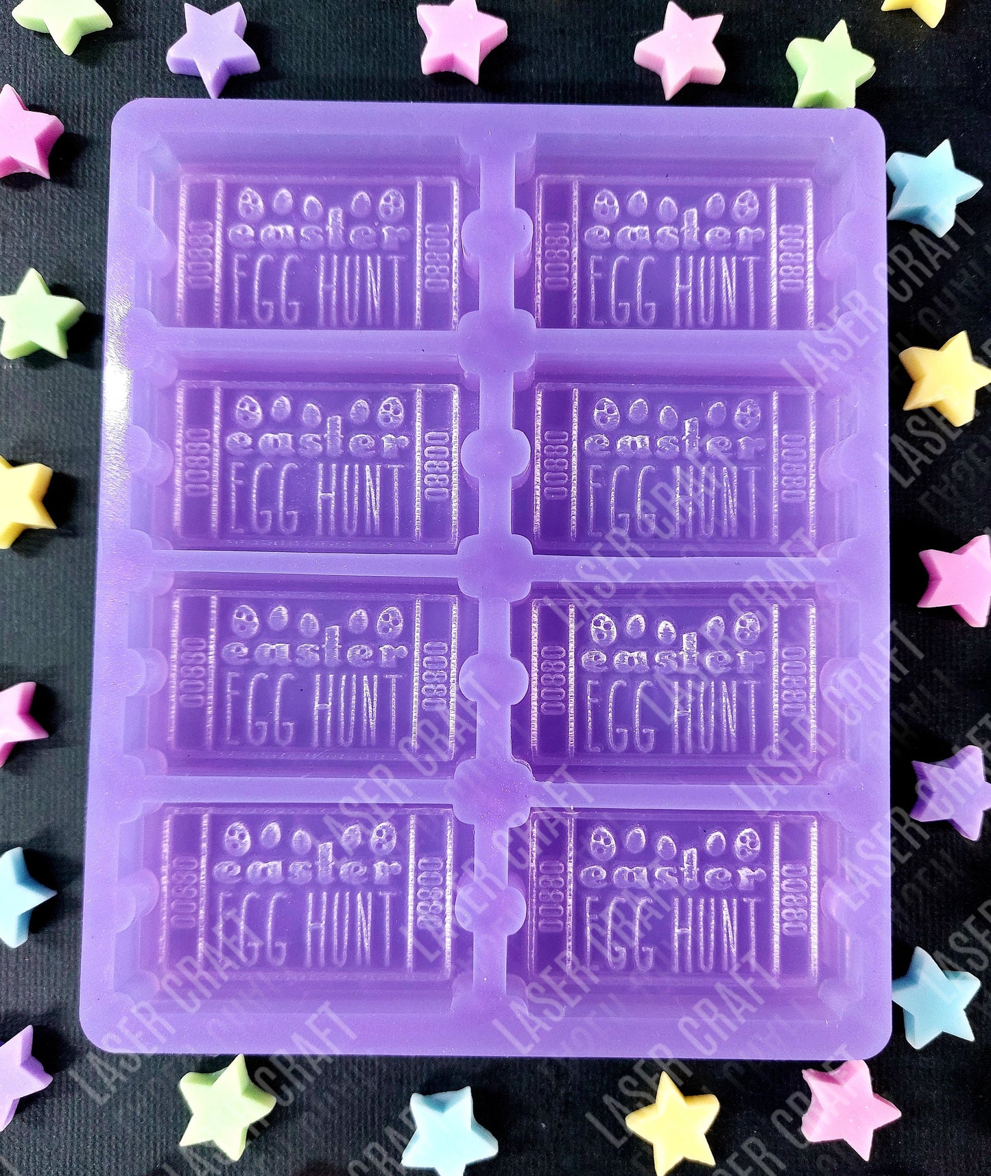 Easter Egg Hunt 8 Cell Silicone Mould for wax, soap resin etc