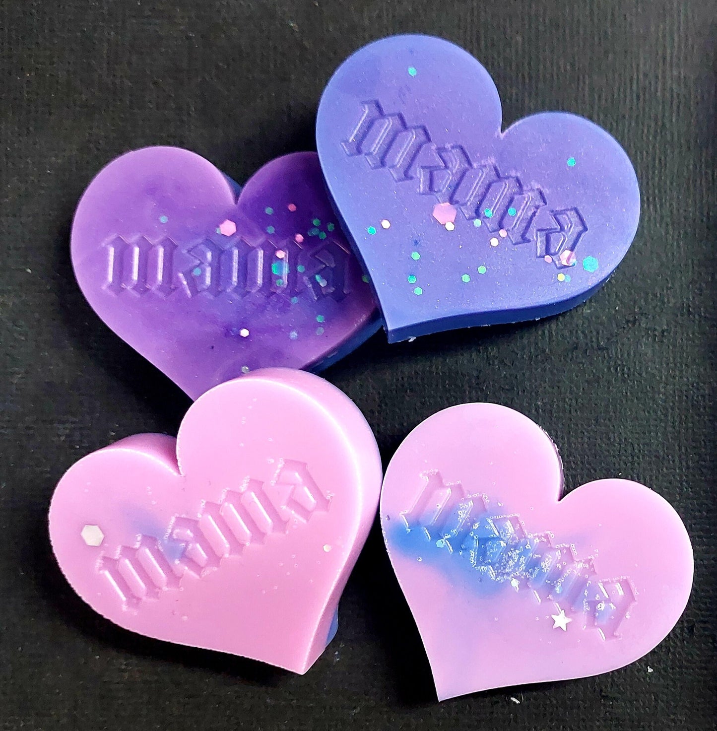 Mama 6 Piece Hearts Silicone Mould for wax, resin, soap etc