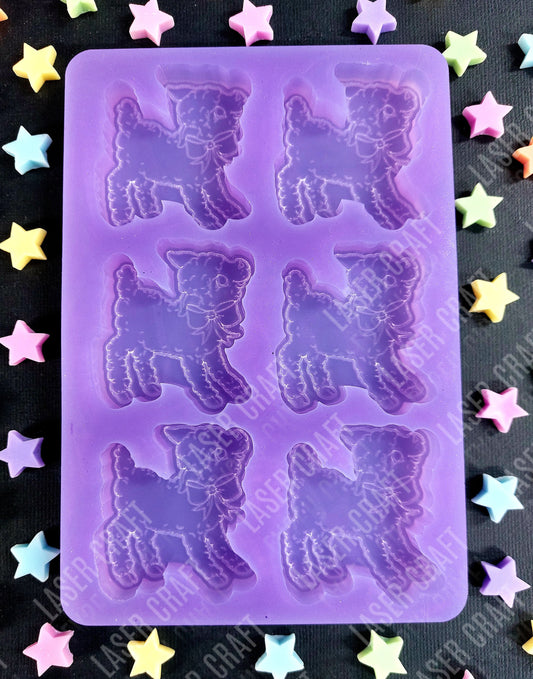 Spring Lamb 6 Cell Silicone Mould for wax, resin, soap etc