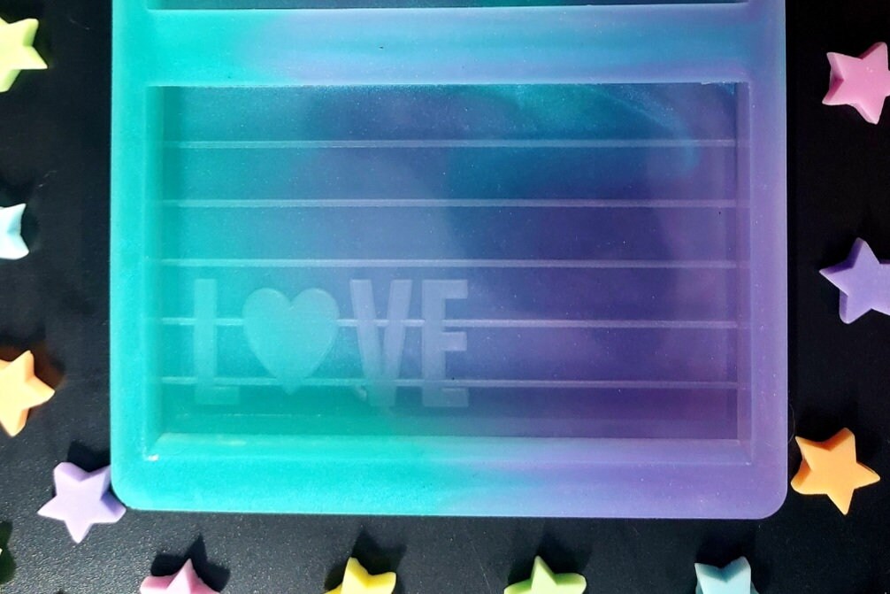Love Pride Flag 2 Cell Silicone Mould for wax, resin etc