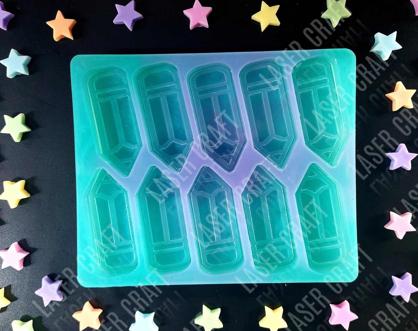 Pencil 10 Cell Silicone Mould for wax, resin etc