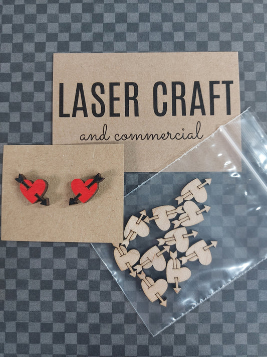 Earrings Love Heart, Laser Cut Solid Maple Wood Love Heart Earring Blanks, Jewellery Making
