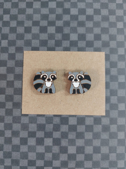 Earrings Raccoon, Laser Cut Solid Maple Wood Raccoon Earring Blanks, Jewellery Making
