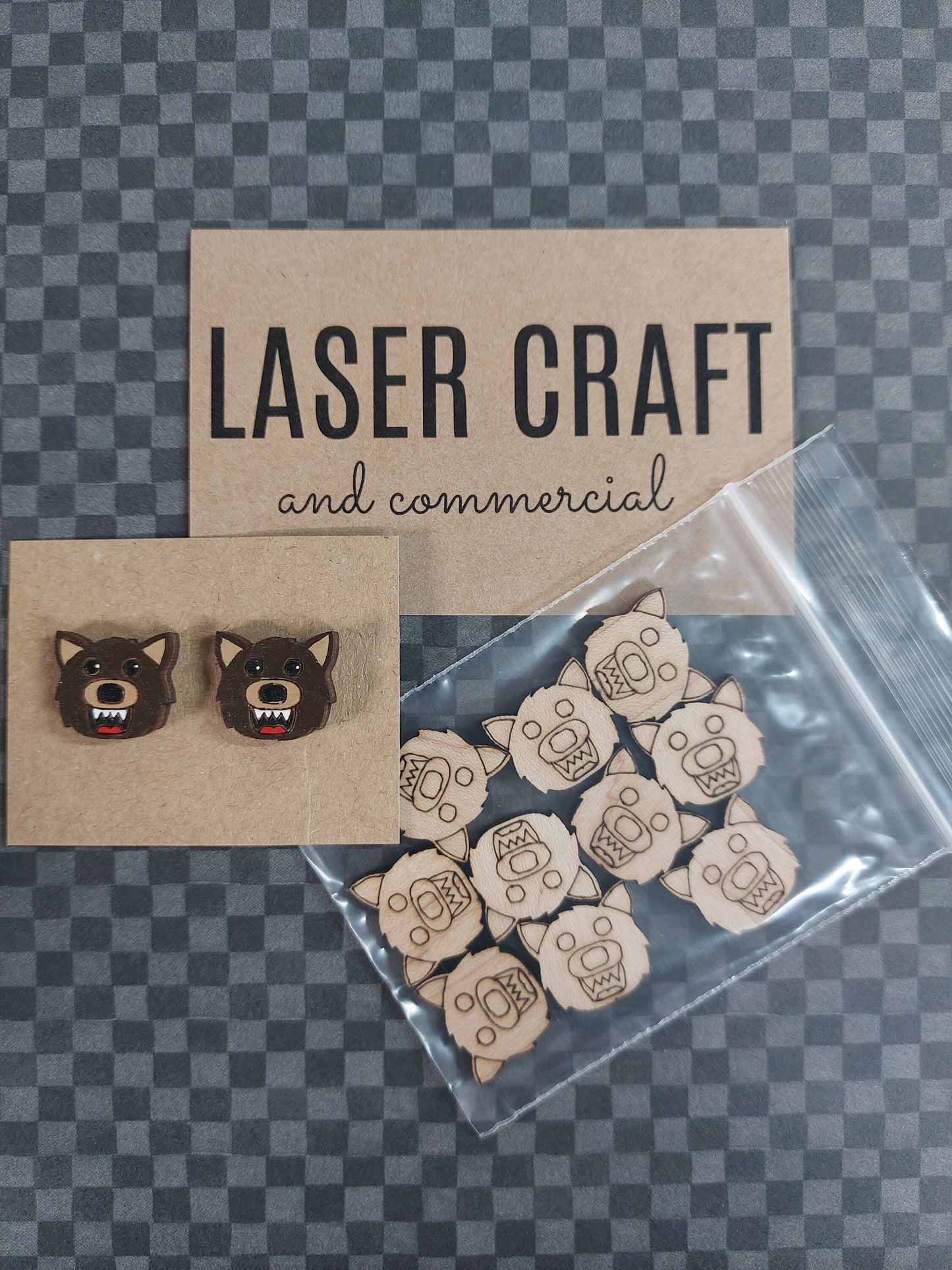 Earrings Werewolf, Laser Cut Solid Maple Wood Werewolf Earring Blanks, Jewellery Making