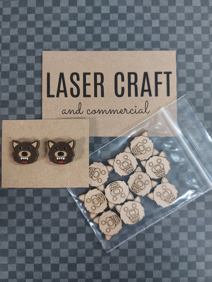 Earrings Werewolf, Laser Cut Solid Maple Wood Werewolf Earring Blanks, Jewellery Making