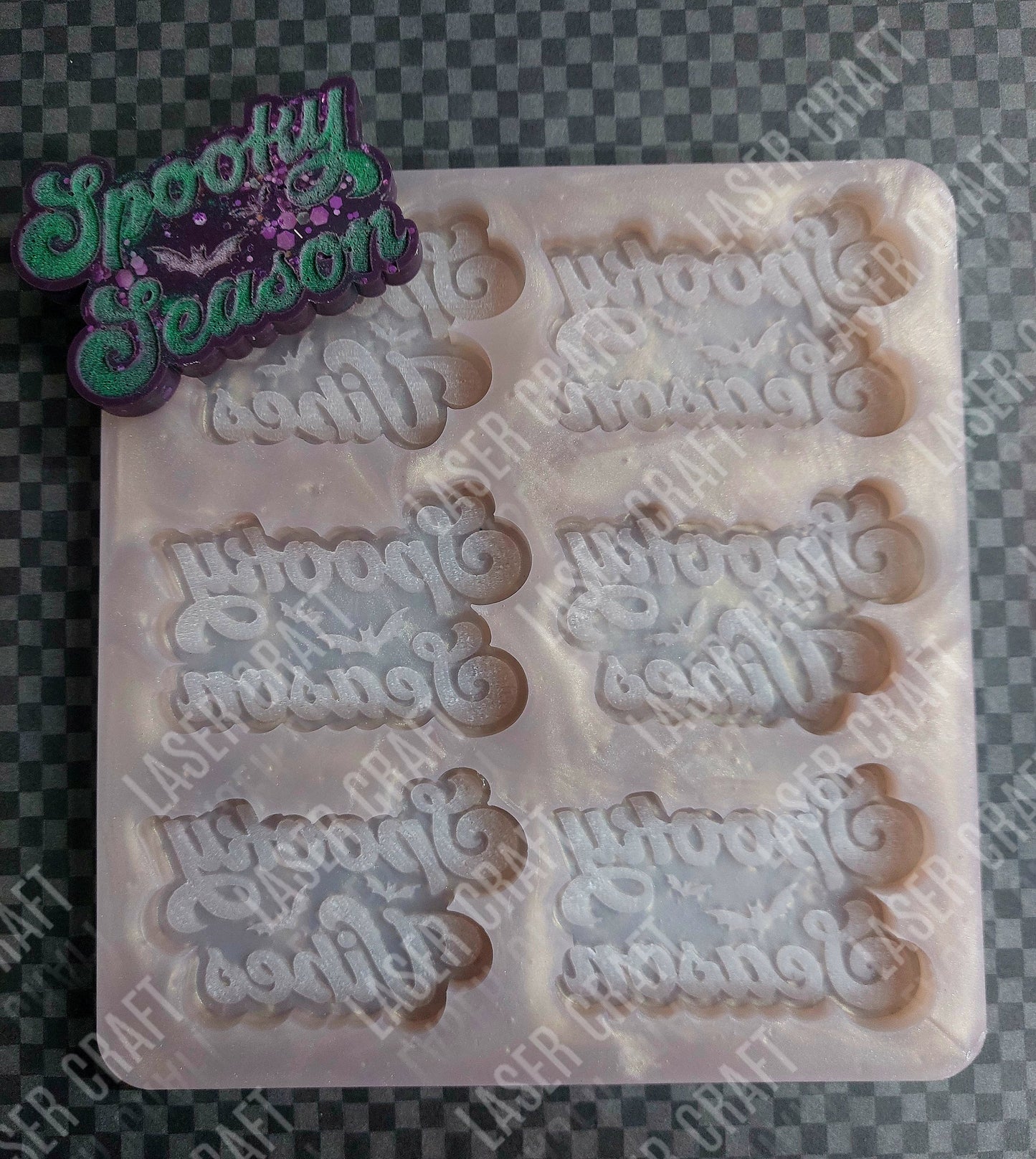 Spooky Season/Spooky Vibes 6 Cell Silicone Mould for wax, soap resin etc
