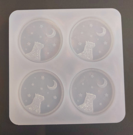 Cat and Moon Disc 5mm Resin Mould