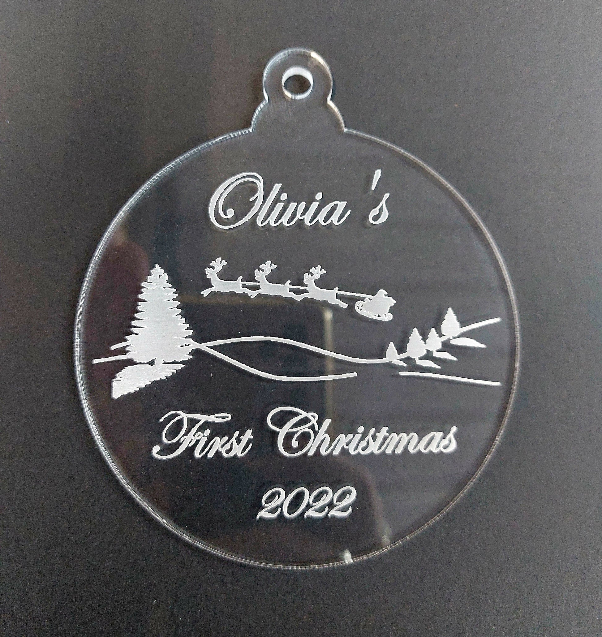 Christmas Bauble, Personalised First Christmas Acrylic Bauble, Tree Decoration