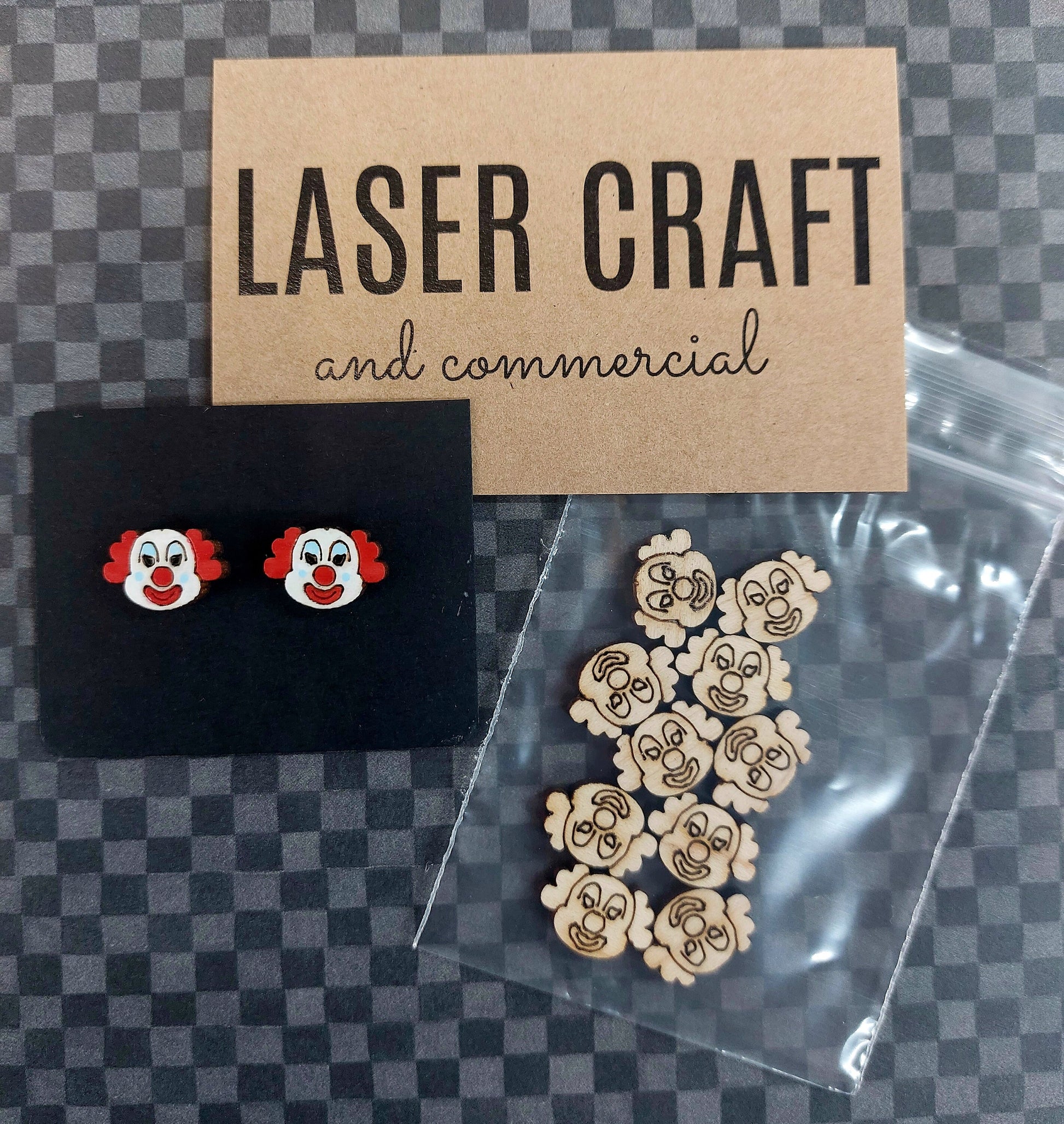 Earrings Clown, Laser Cut Solid Maple Wood Clown Earring Blanks, Jewellery Making