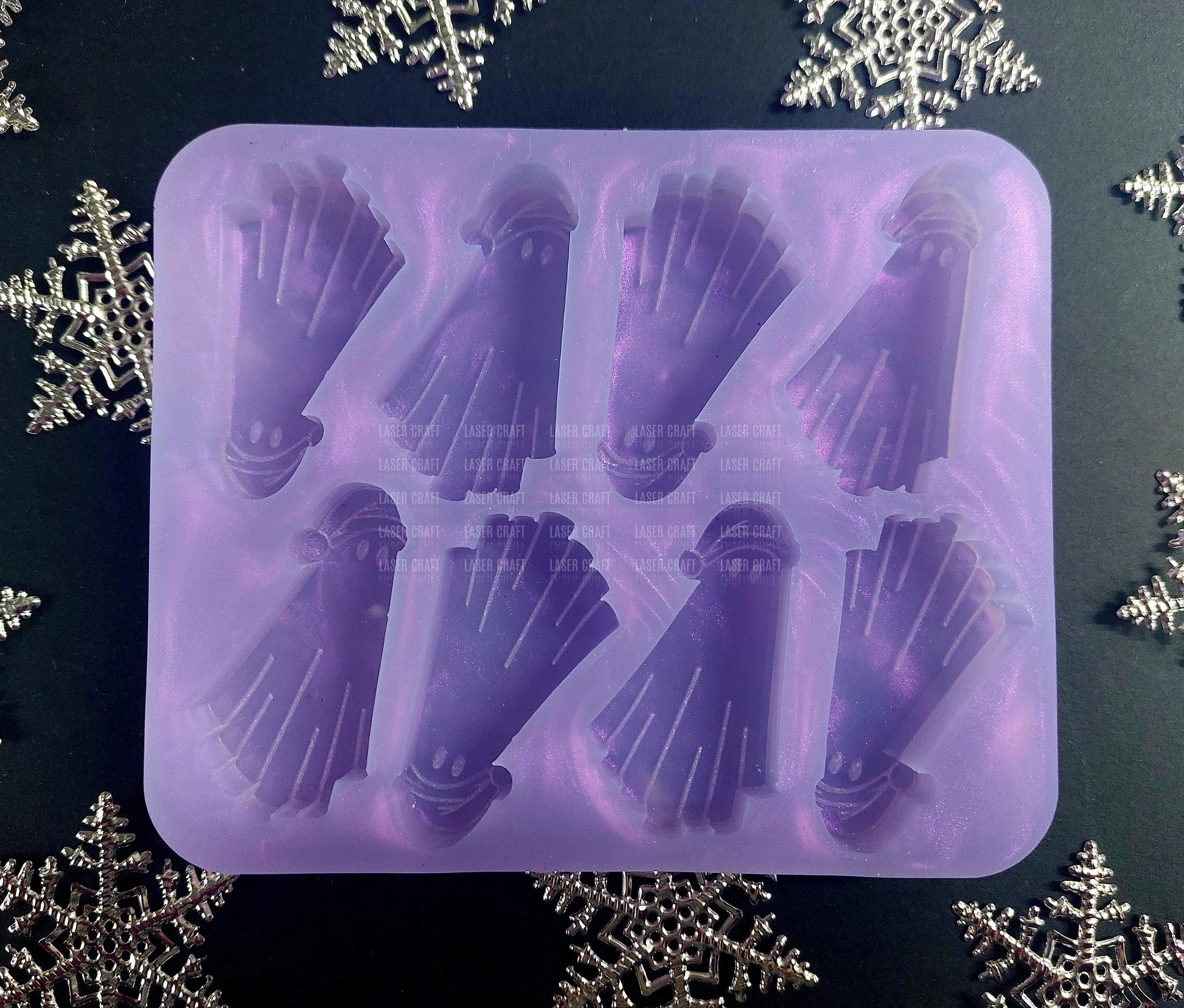 8 Christmas Ghosts Silicone Mould for wax, resin and more