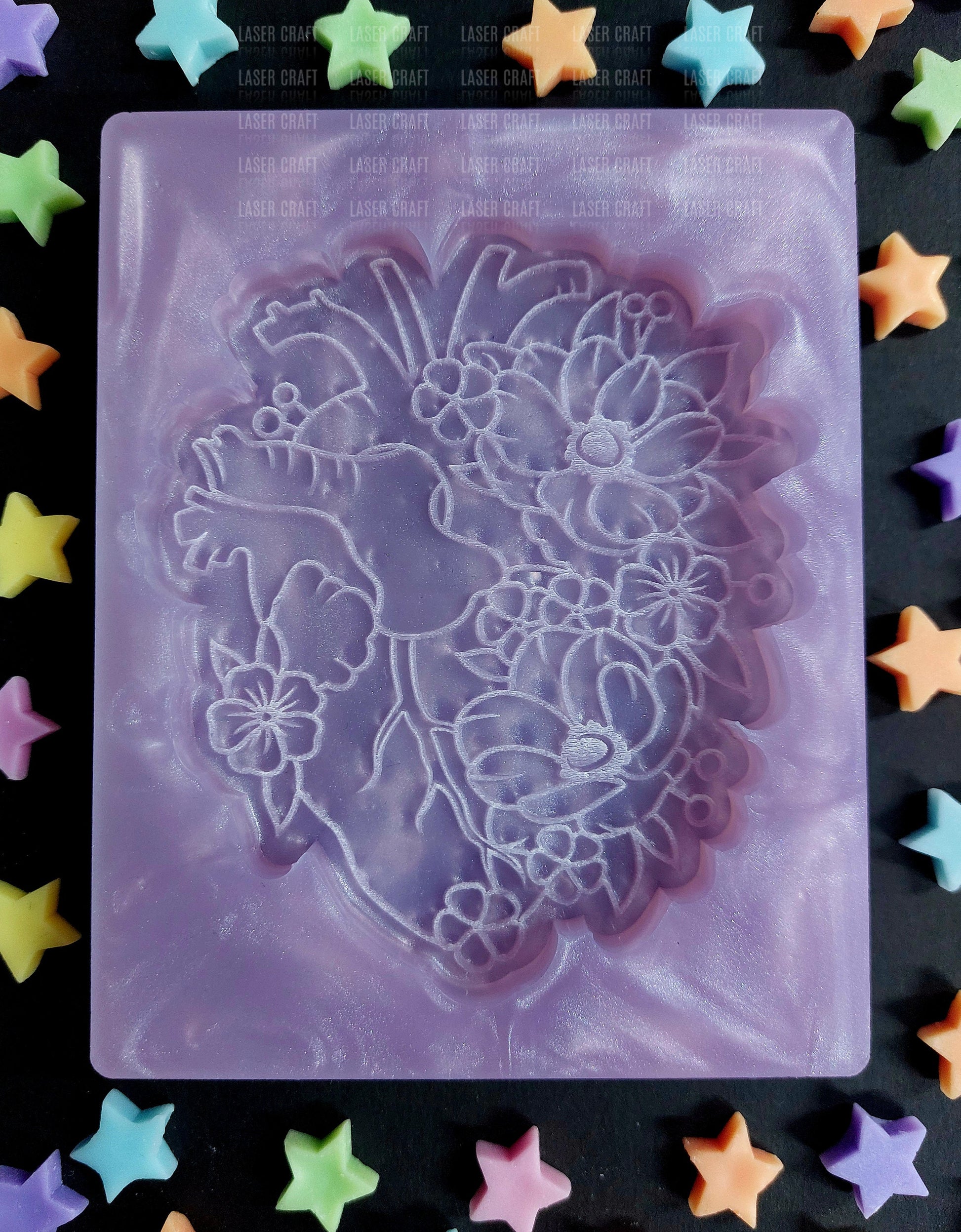 Flower Heart Silicone Mould for wax, resin etc
