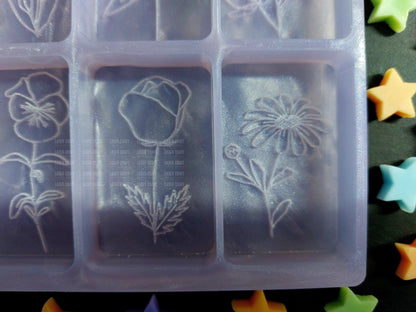 Pretty Flowers 8 Cell Silicone Mould for wax, resin, soap etc
