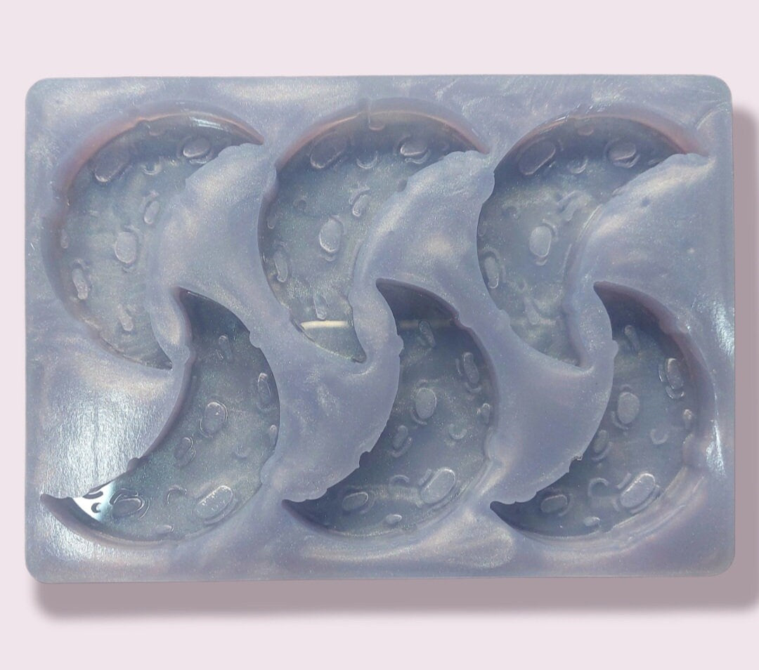 Crescent Moon 6 Cell Silicone Mould for wax resin soap