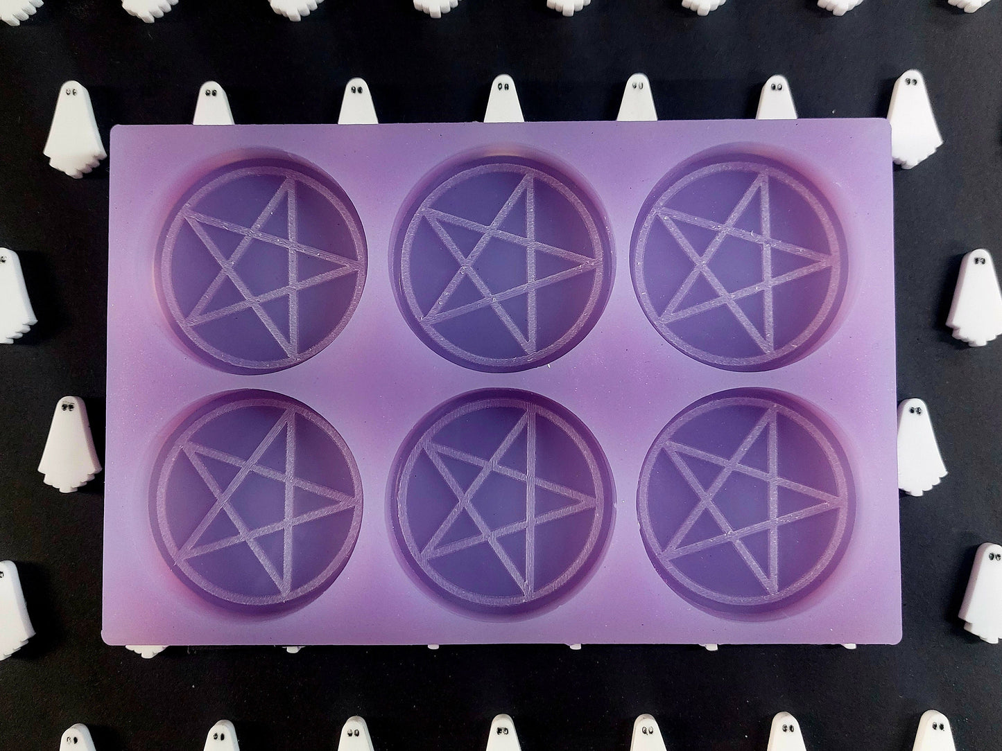 Pentagram 6 cell Silicone Disc Mould for wax resin soap etc