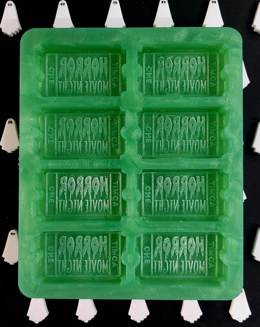 Horror Movie Ticket 8 Cell Silicone Mould for wax, resin and more (HBbox size)