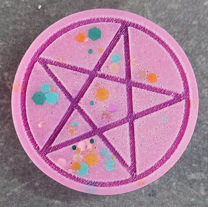 Pentagram 6 cell Silicone Disc Mould for wax resin soap etc