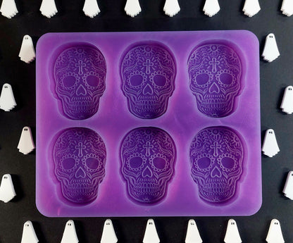 Sugar Skull 6 cell Silicone Mould for wax resin soap etc