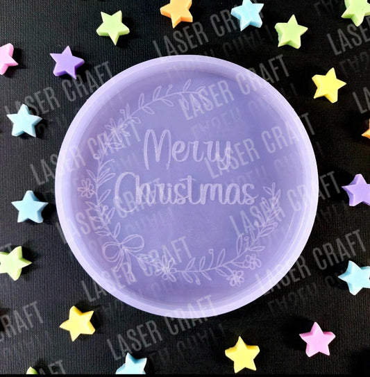 Merry Christmas Disc Silicone Mould for wax resin soap
