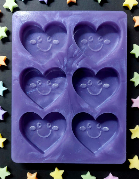 Kawaii Heart 6 Cell Silicone Mould for wax, resin, soap etc