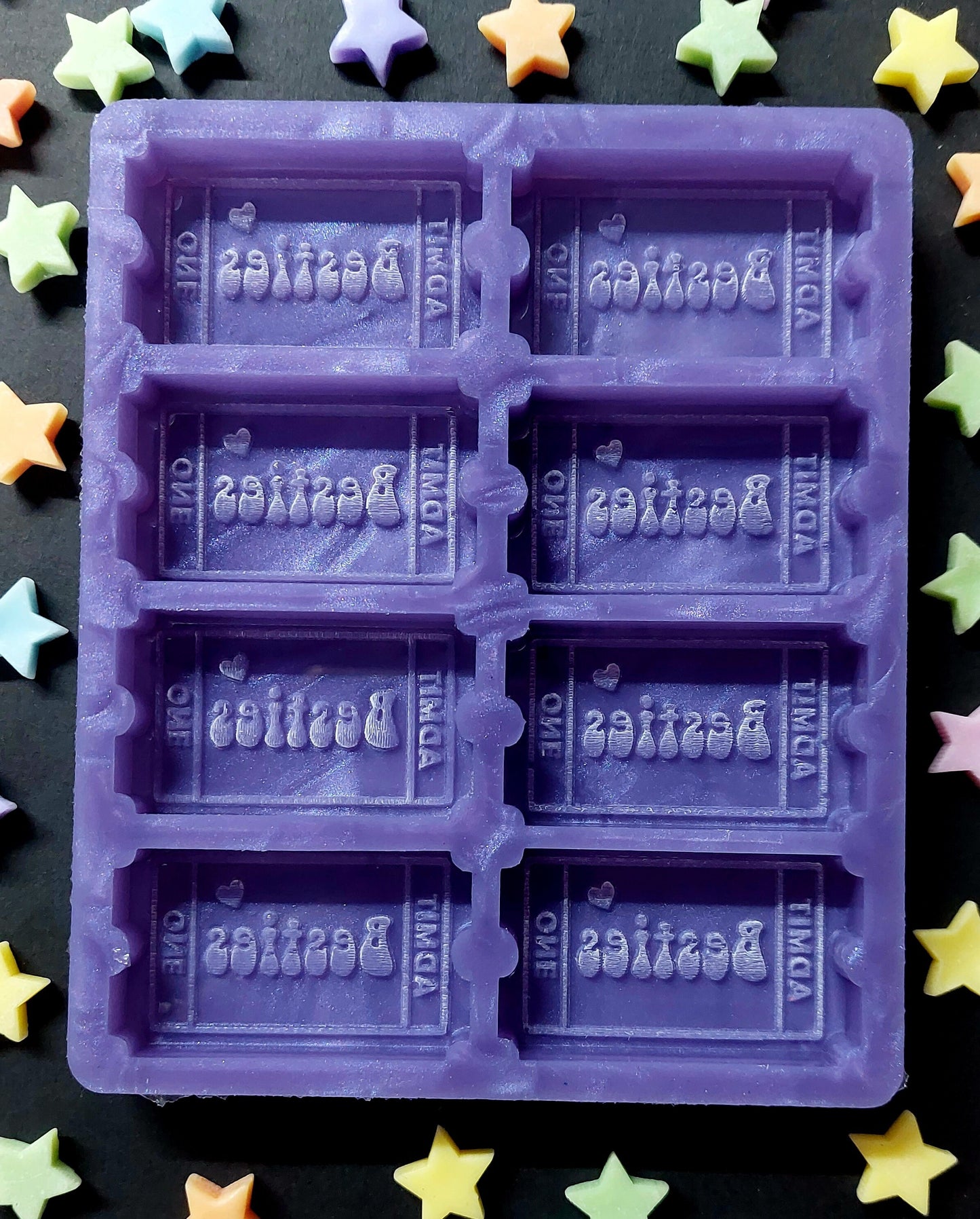 Besties 8 Cell Ticket Silicone Mould for wax, resin, soap etc
