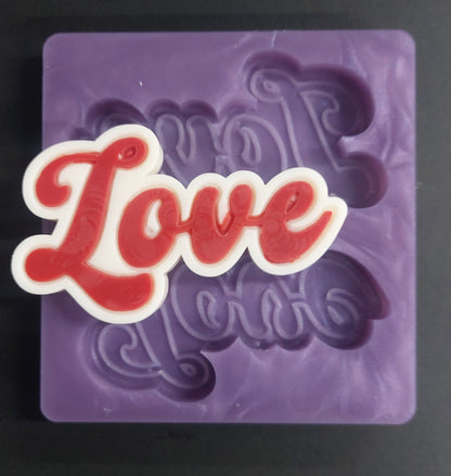 Love Word 2 Cell Silicone Mould for wax, resin, jesmonite, soap etc