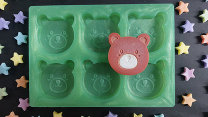 Teddy Head 6 cell Silicone Disc Mould for wax resin soap etc