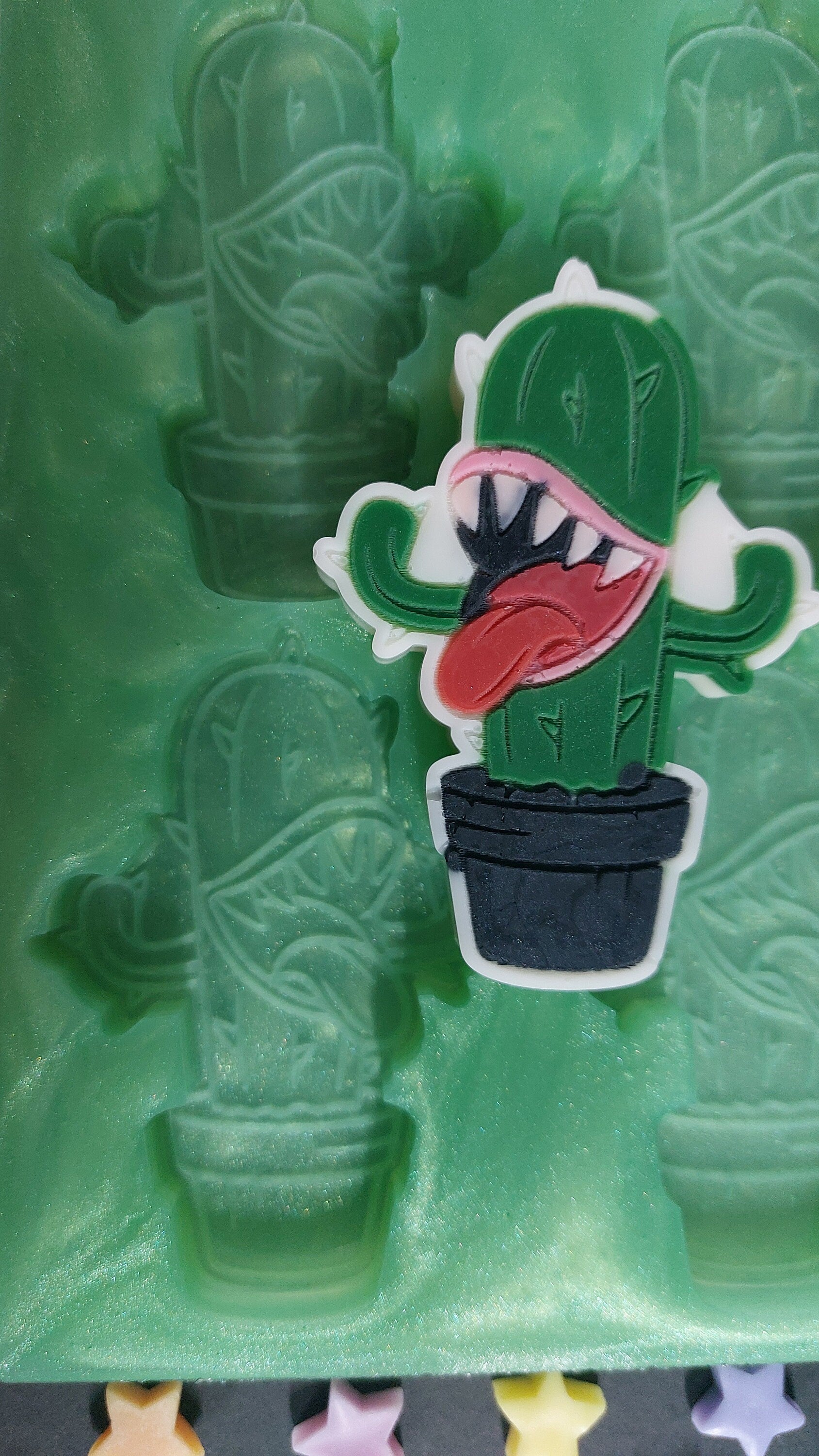 Cactus Plant 4 Cell Silicone Mould for wax resin soap etc